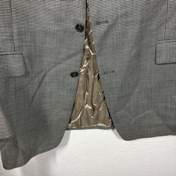Calvin Klein Mens 46 Long Houndstooth Single Breasted Blazer Jacket Brown Wool - Picture 4 of 11